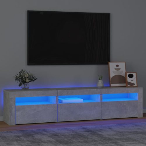 betonszürke TV-szekrény LED lámpákkal 180x35x40 cm