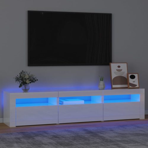  magasfényű fehér TV-szekrény LED lámpákkal 180x35x40 cm