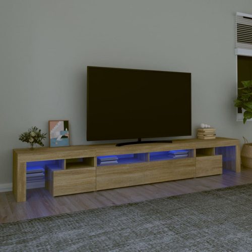 sonoma-tölgy színű TV-szekrény LED-lámpákkal 260x36,5x40 cm