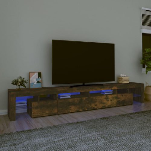 Füstös tölgyszínű TV-szekrény LED-világítással 260x36,5x40 cm
