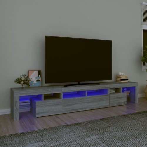 szürke sonoma színű TV-szekrény LED-lámpákkal 230x36,5x40 cm