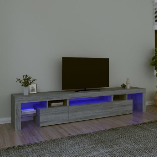 szürke sonoma színű TV-szekrény LED-lámpákkal 215x36,5x40 cm