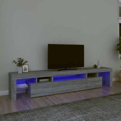  szürke sonoma színű TV-szekrény LED-lámpákkal 215x36,5x40 cm