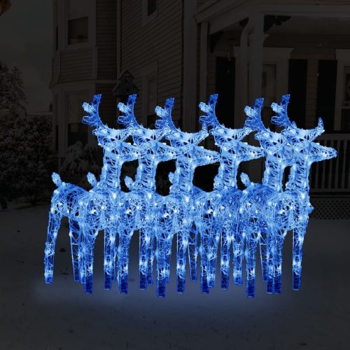6 db kék akril karácsonyi rénszarvas 240 LED-del