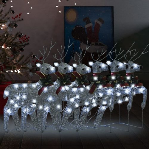 6 db karácsonyi rénszarvas 120 ezüstszínű LED-del