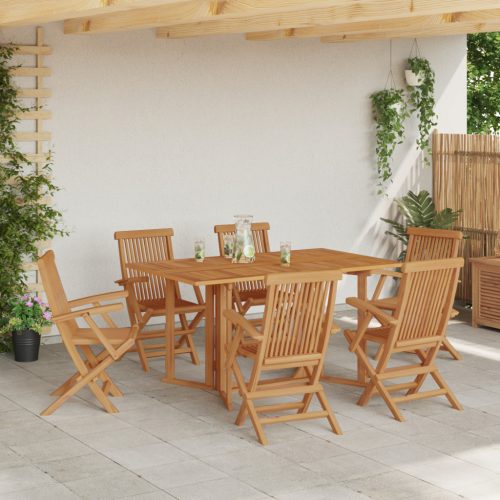 7 részes Kerti Étkezőszett Tömör Fa Teak
