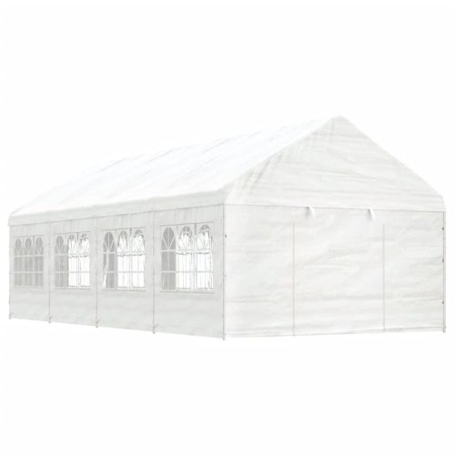 fehér polietilén pavilon tetővel 8,92 x 4,08 x 3,22 m