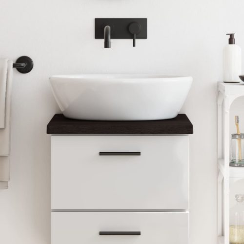 sötétbarna kezelt tömör fa fürdőszobai pult 40x40x(2-4) cm