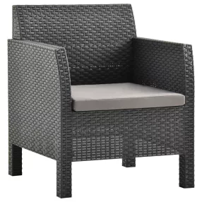   Antracitszürke rattan kerti szék párnával 63 x 65 x 76 cm PP rattan