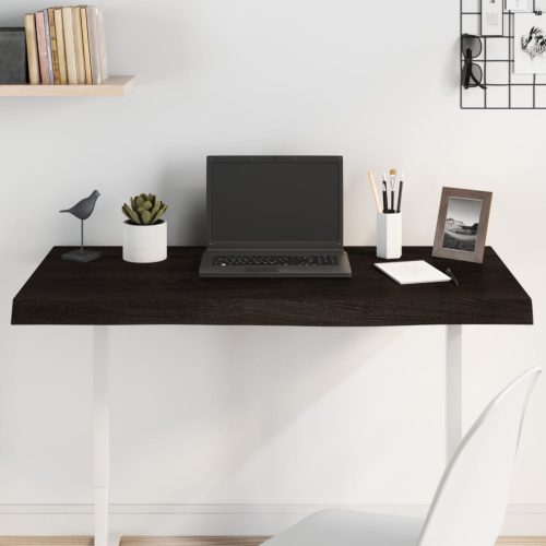 sötétbarna kezelt tömör tölgyfa asztallap 100x40x(2-6) cm