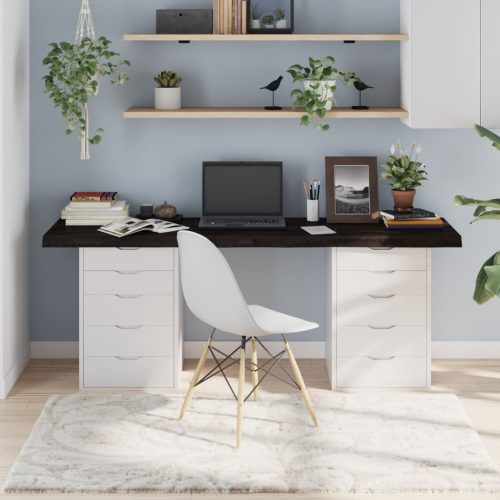 sötétbarna kezelt tömör tölgyfa asztallap 180x50x(2-6) cm