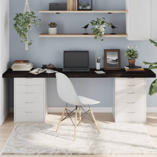 sötétbarna kezelt tömör tölgyfa asztallap 220x50x(2-6) cm