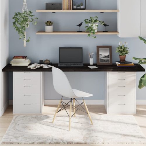 sötétbarna kezelt tömör tölgyfa asztallap 220x60x(2-4) cm