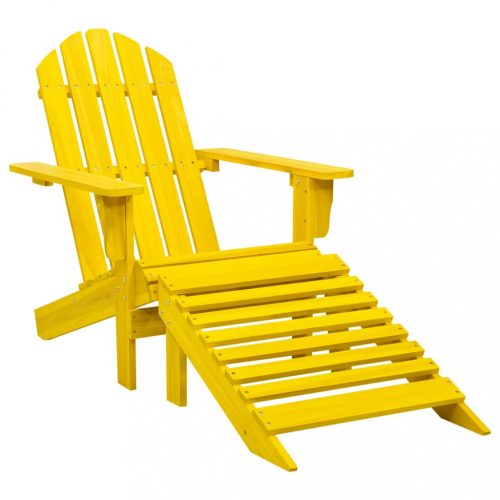 Sárga tömör fenyőfa kerti Adirondack szék zsámollyal
