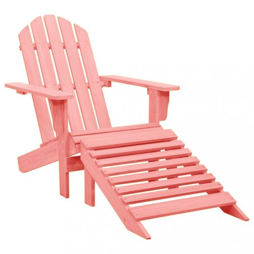 Rózsaszín tömör fenyőfa kerti Adirondack szék zsámollyal