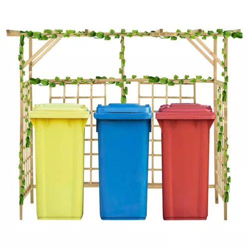 Impregnált fenyőfa kerti pergola 3 szemeteskukához