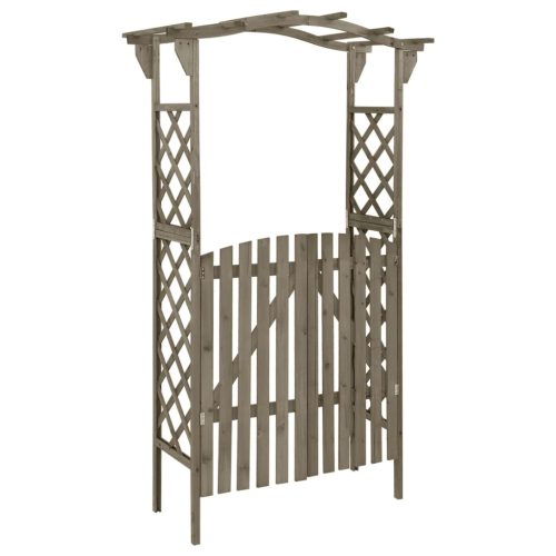 szürke tömör fenyőfa pergola kapuval 116 x 40 x 204 cm