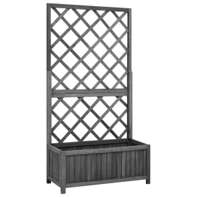   Fekete tömör fenyőfa virágláda ráccsal 70 x 30 x 135 cm