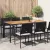 Fekete polyrattan és akácfa kerti asztal 190 x 90 x 75 cm