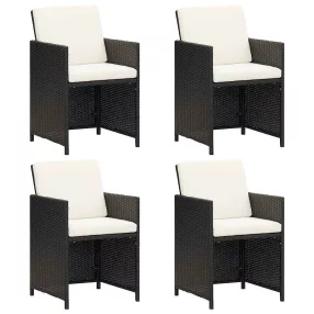 4 db fekete polyrattan kerti szék