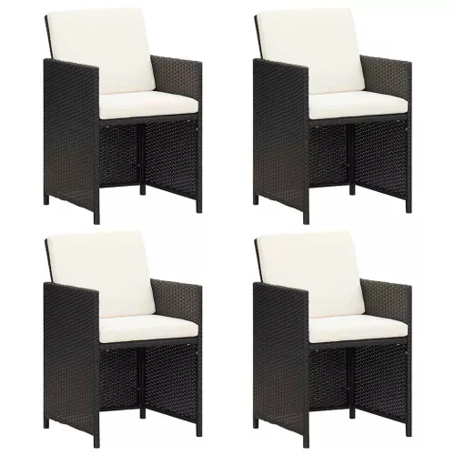 4 db fekete polyrattan kerti szék