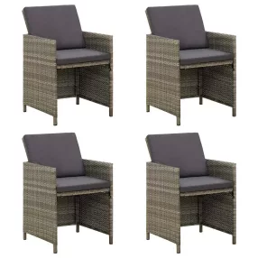 4 db szürke polyrattan kerti szék párnával
