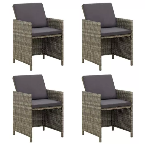 4 db szürke polyrattan kerti szék párnával