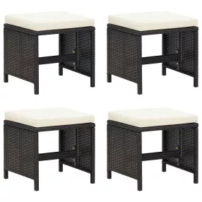 4 db fekete polyrattan kerti ülőke párnákkal