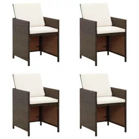 4 db barna polyrattan kerti szék párnával