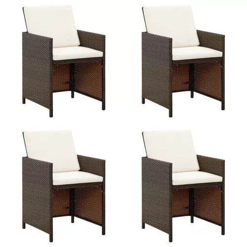 4 db barna polyrattan kerti szék párnával