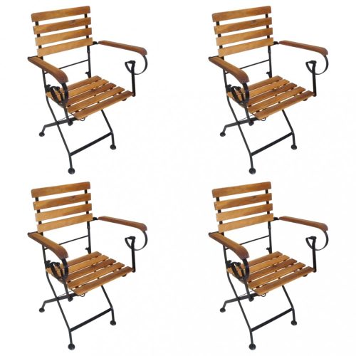 4 darab acél és tömör akácfa kerti összecsukható szék