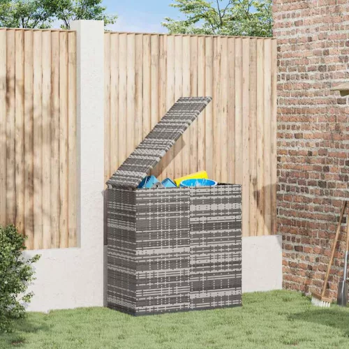 Szürke polyrattan kerti párnatartó doboz 100 x 49 x 103,5 cm