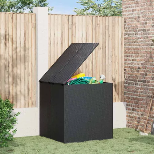 Fekete polyrattan kerti párnatartó doboz 100 x 97,5 x 104 cm