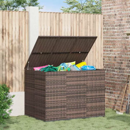 Barna polyrattan kerti párnatartó doboz 145 x 100 x 103 cm