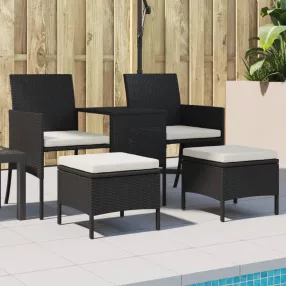   2 személyes fekete polyrattan kerti kanapé asztallal/székkel
