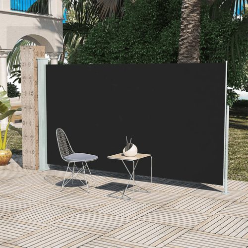 fekete behúzható oldalsó terasz napellenző 160 x 300 cm