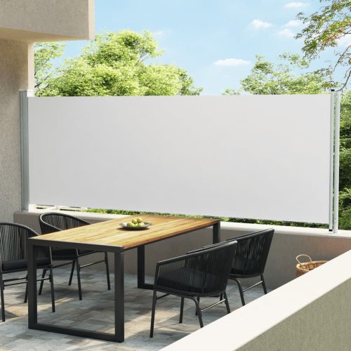 krémszínű behúzható oldalsó terasznapellenző 160 x 600 cm