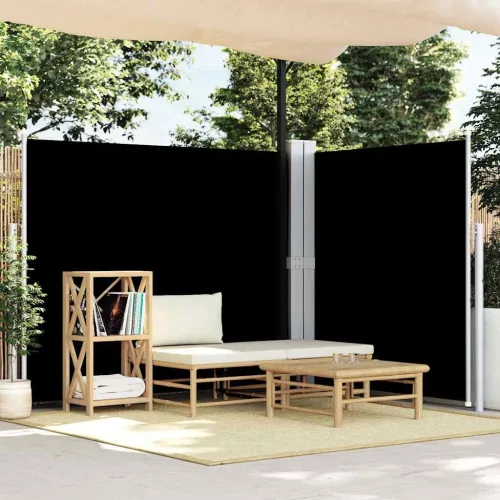 fekete behúzható oldalsó napellenző 180 x 600 cm