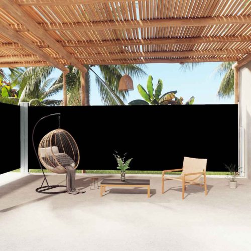 fekete behúzható oldalsó napellenző 200 x 1000 cm