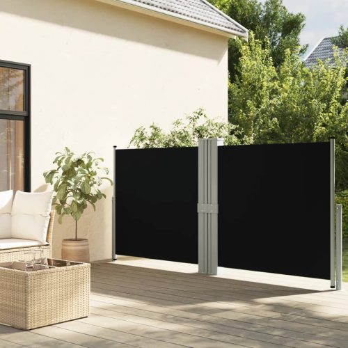 fekete behúzható oldalsó napellenző 140 x 1200 cm