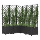 fekete polipropilén rácsos kerti ültetőláda 120 x 120 x 136 cm