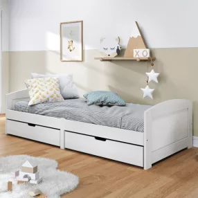   IRUN fehér tömör fenyőfa kanapéágy 2 fiókkal 90 x 200 cm