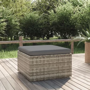   Szürke polyrattan kerti lábtartó párnával 55 x 55 x 30 cm
