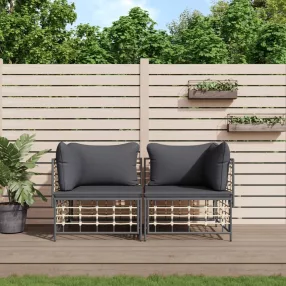   vidaXL 2 db szürke polyrattan moduláris sarokkanapé párnával