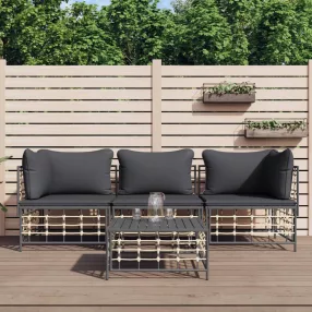   vidaXL 4 részes antracitszürke polyrattan kerti ülőgarnitúra párnákkal