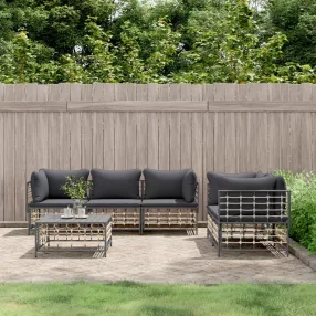   vidaXL 6 részes antracitszürke polyrattan kerti ülőgarnitúra párnákkal
