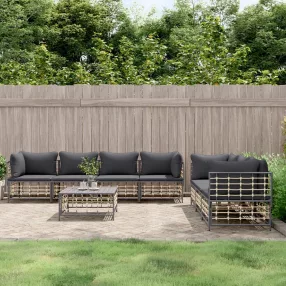   vidaXL 8 részes antracitszürke polyrattan kerti ülőgarnitúra párnákkal