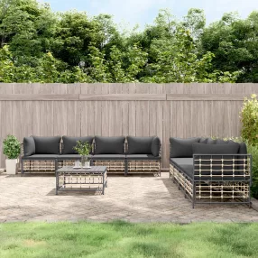   vidaXL 9 részes antracitszürke polyrattan kerti ülőgarnitúra párnákkal
