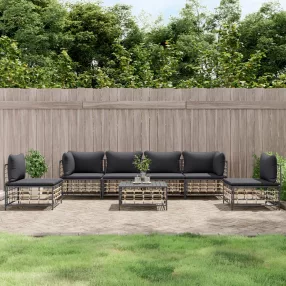   vidaXL 7 részes antracitszürke polyrattan kerti ülőgarnitúra párnákkal