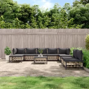   vidaXL 10 részes antracitszürke polyrattan kerti ülőgarnitúra párnával